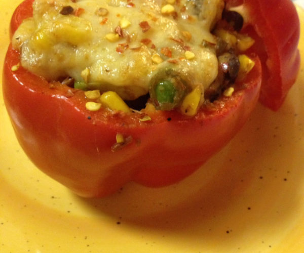 a stuffed red pepper