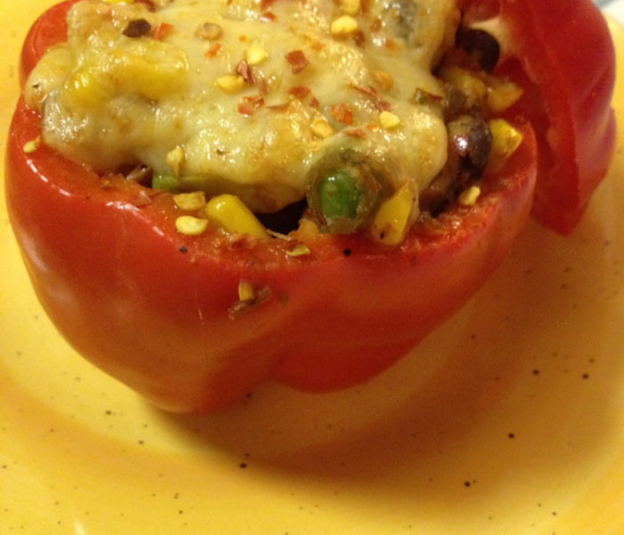 a stuffed red pepper