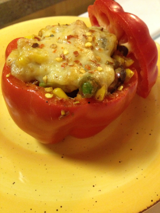 a stuffed red pepper